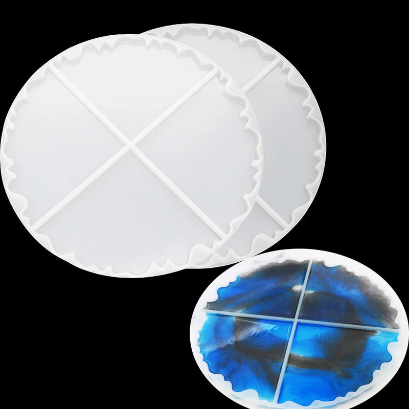 Large Round Irregular UV Resin Epoxy Mold Coaster DIY Silicone Craft Cup Tray