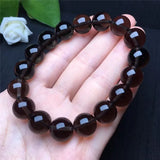 Large Smoky Crystal Quartz Bracelet Round Beads Stretch Women Men