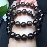Large Smoky Crystal Quartz Bracelet Round Beads Stretch Women Men