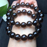 Large Smoky Crystal Quartz Bracelet Round Beads Stretch Women Men