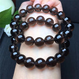 Large Smoky Crystal Quartz Bracelet Round Beads Stretch Women Men