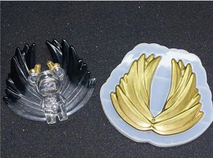 Large Wing Mirror Silicone Mold Crystal Drip Shell DIY Stand