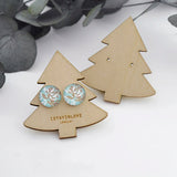 Wooden Christmas Tree Earring Cards Jewelry Holder Stand