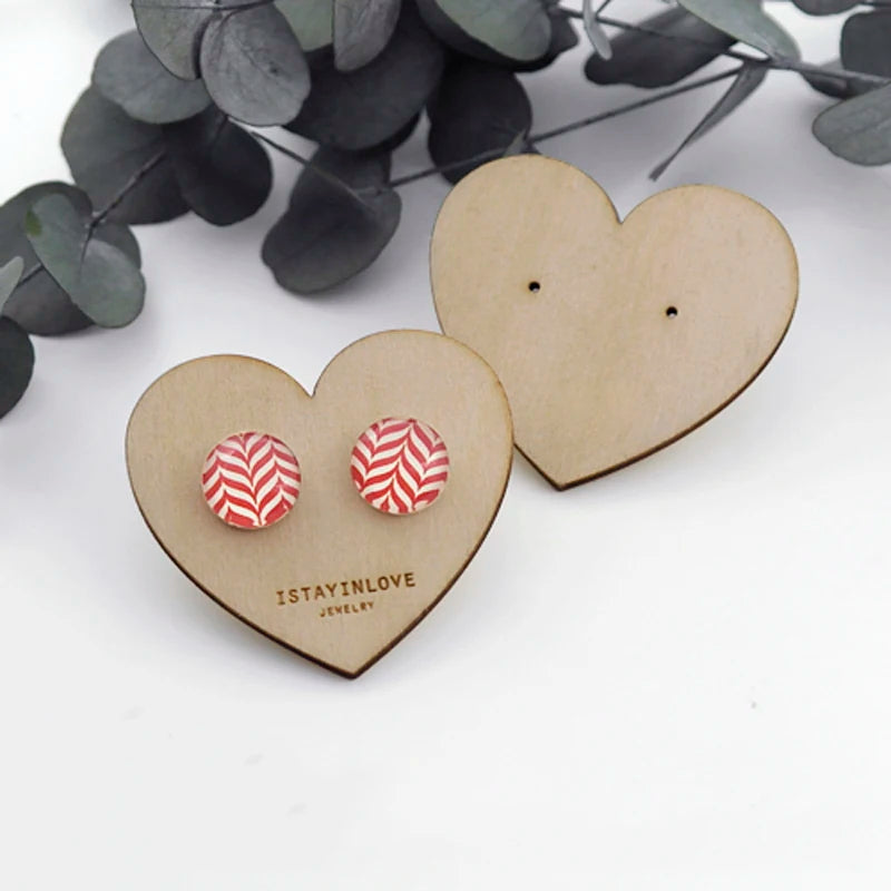 Wooden Heart Earring Cards Display Stand Jewelry Packaging Tags
