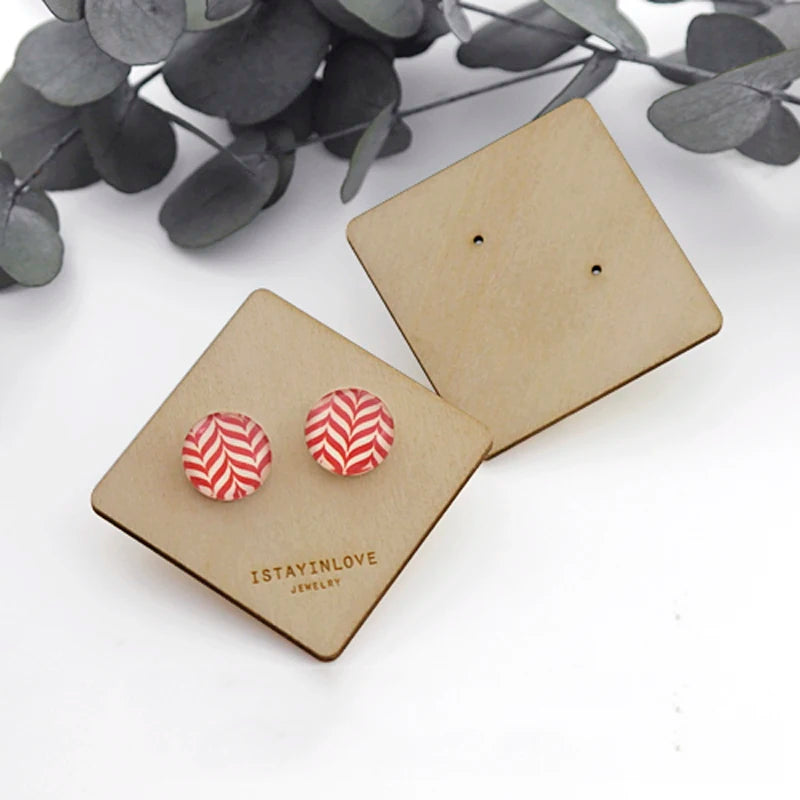 Wooden Rhombus Earring Cards Holder Stand Jewelry Packaging