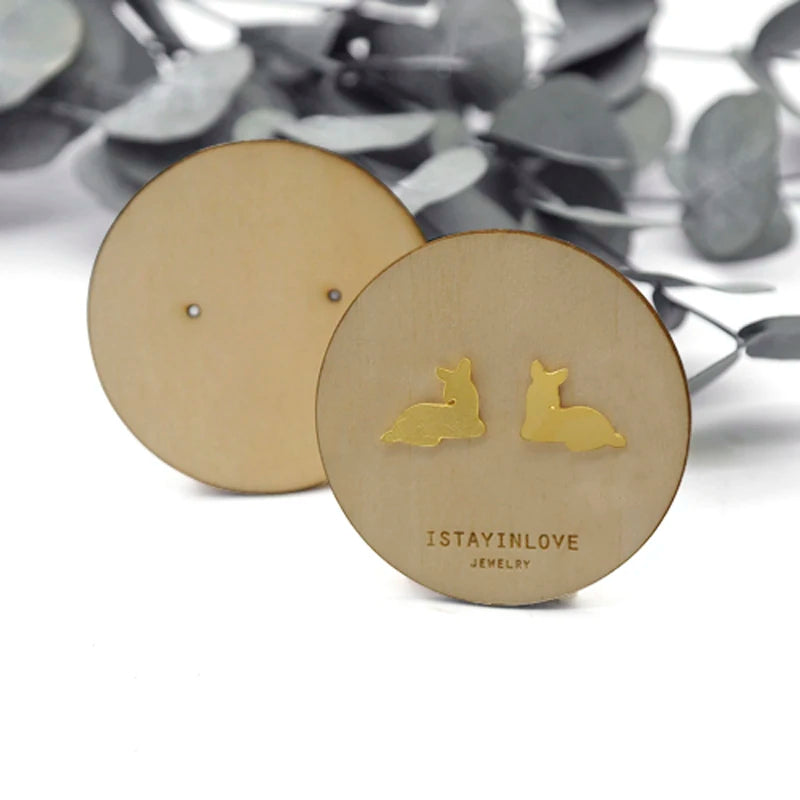 Wooden Round Earring Cards Stud Earrings Displays Your Logo WTG012