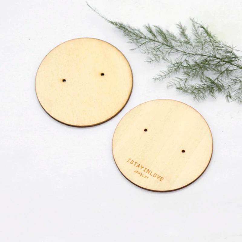 Wooden Round Earring Cards Stud Earrings Displays Your Logo WTG012