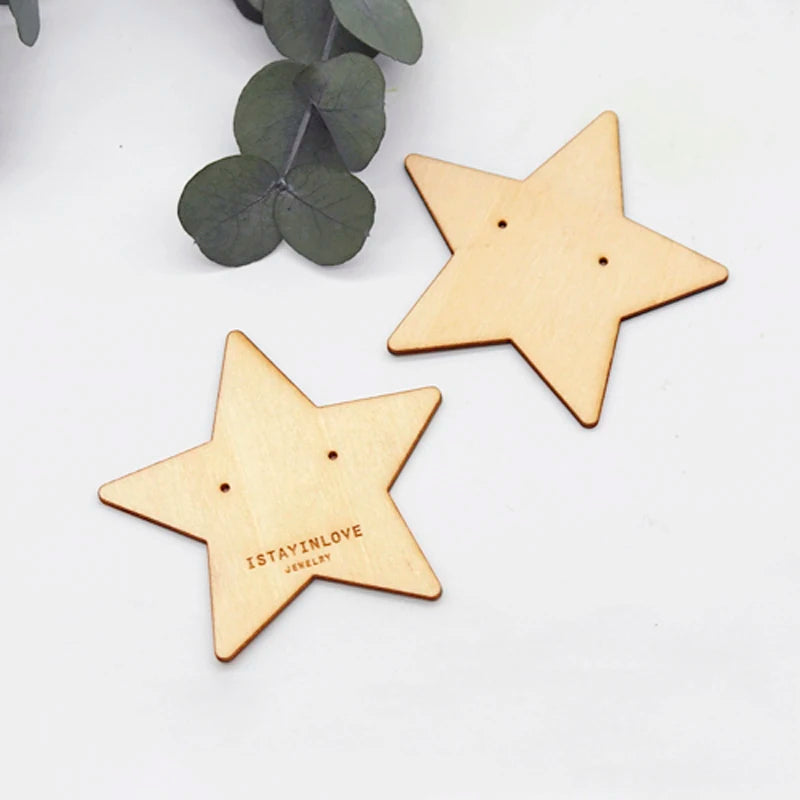 Wooden Star Earring Cards Stud Earrings Holder Stand WTG02