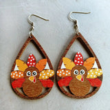 Wooden Turkey Earrings for Women Fall Thanksgiving Holiday