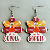 Wooden Turkey Earrings for Women Fall Thanksgiving Holiday
