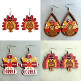 Wooden Turkey Earrings for Women Fall Thanksgiving Holiday