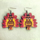 Wooden Turkey Earrings for Women Fall Thanksgiving Holiday