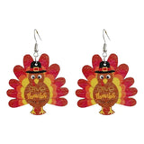 Wooden Turkey Earrings for Women Fall Thanksgiving Holiday