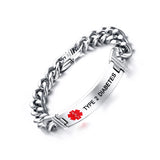 Men's TYPE 2 DIABETES Medical Alert Chain Link Bracelet