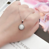 925 Silver Opal Cat Eyes Pendant Necklace