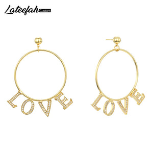 Lateefah 1 Pair Name Earrings Women Customize Initial Cursive Nameplate Gift