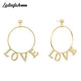 Lateefah 1 Pair Name Earrings Women Customize Initial Cursive Nameplate Gift
