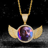 Crystal Photo Pendant Necklace with Wings