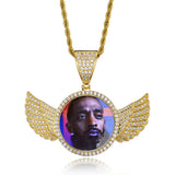 Crystal Photo Pendant Necklace with Wings