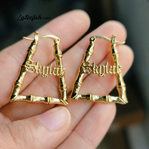Personalized Letter Earring With Your Name Hoops - 25mm Trapezoid Earrings