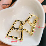 Personalized Letter Earring With Your Name Hoops - 25mm Trapezoid Earrings