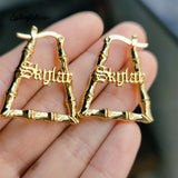 Personalized Letter Earring With Your Name Hoops - 25mm Trapezoid Earrings