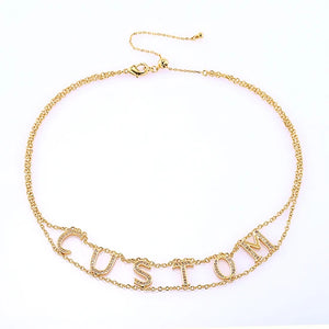 Double Layer Zirconia Name Choker Necklace for Women