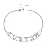 Double Layer Zirconia Name Choker Necklace for Women