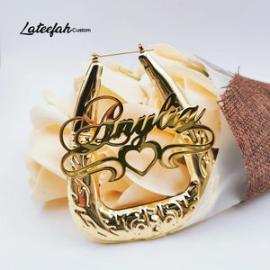 70mm Stainless Steel Name Earrings for Women Triangle Bamboo Style