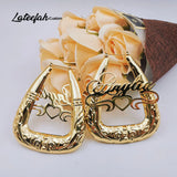 70mm Stainless Steel Name Earrings for Women Triangle Bamboo Style