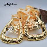 70mm Stainless Steel Name Earrings for Women Triangle Bamboo Style