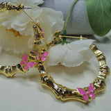 Personalized Butterfly Earrings for Women Round Bamboo Earrings Gift