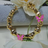 Personalized Butterfly Earrings for Women Round Bamboo Earrings Gift