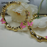 Personalized Butterfly Earrings for Women Round Bamboo Earrings Gift