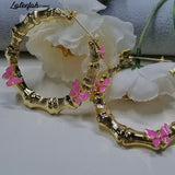 Personalized Butterfly Earrings for Women Round Bamboo Earrings Gift