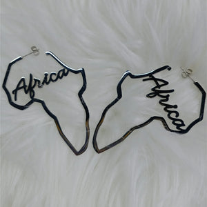 Personalized Africa Shape Name Hoop Earrings Gift for Women