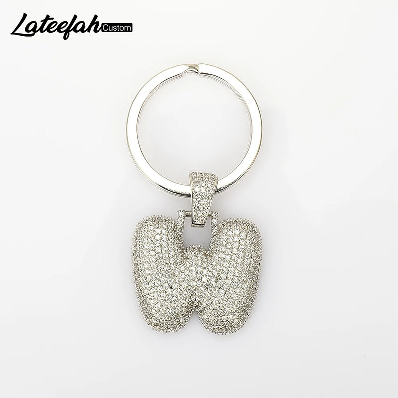Lateefah Charm With Letter Key Ring Initial Keychain Letters Keychains