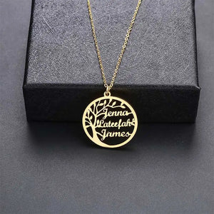 Tree Of Life Multiple Name Necklace Stainless Steel Letter Necklace For Women