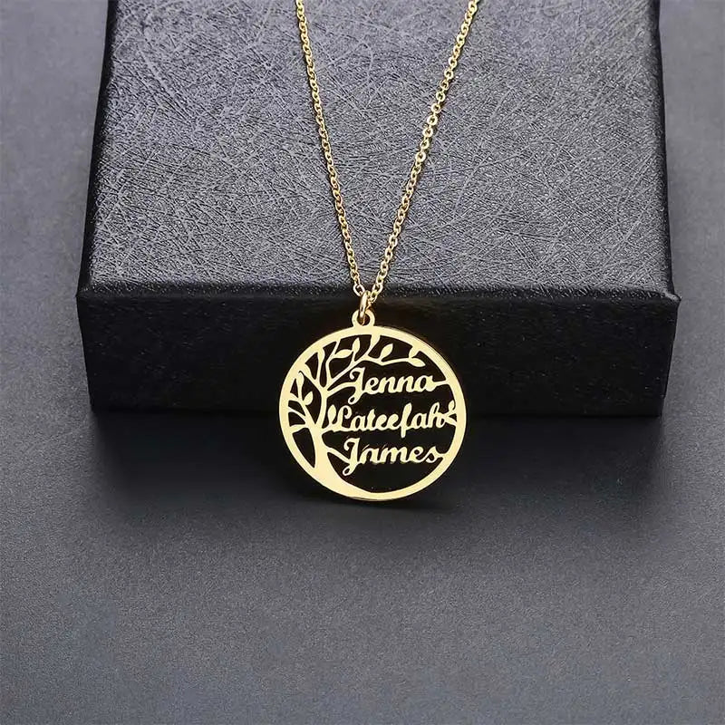 Tree Of Life Multiple Name Necklace Stainless Steel Letter Necklace For Women
