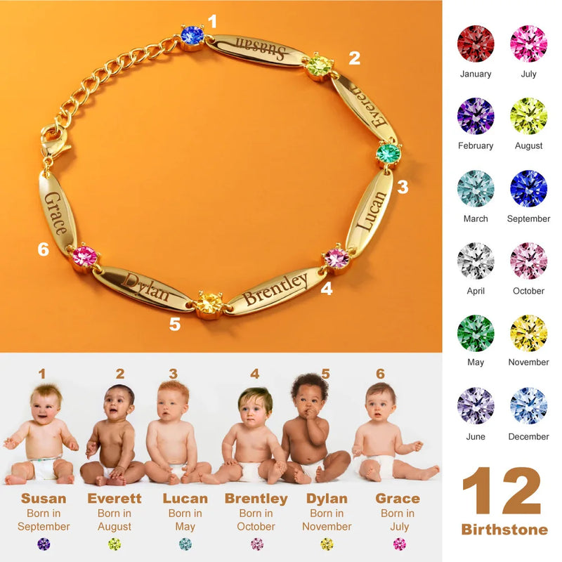 Personalized Birthstone Bracelet for Kids/Women
