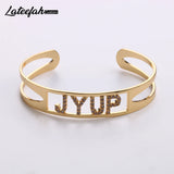 Lateefah Name ID Bar Bracelet Cubic Zirconl Initial Charm Bracelets For Women