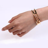 Lateefah Name ID Bar Bracelet Cubic Zirconl Initial Charm Bracelets For Women
