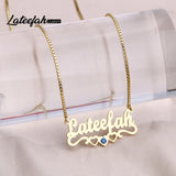 Lateefah Name Necklace for Women Birthstone Heart Chain
