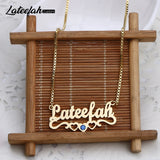 Lateefah Name Necklace for Women Birthstone Heart Chain