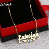 Lateefah Name Necklace for Women Birthstone Heart Chain