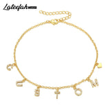 Zircon Letter Anklet Foot Jewelry for Women