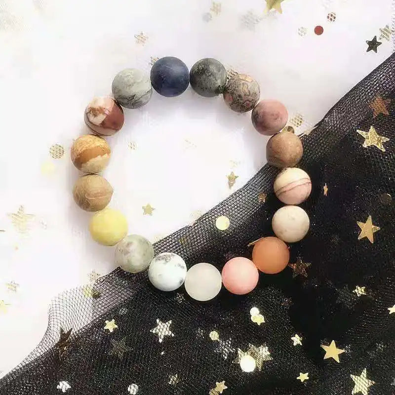 Small Planet Frosted Stone Couple Bracelet for Students