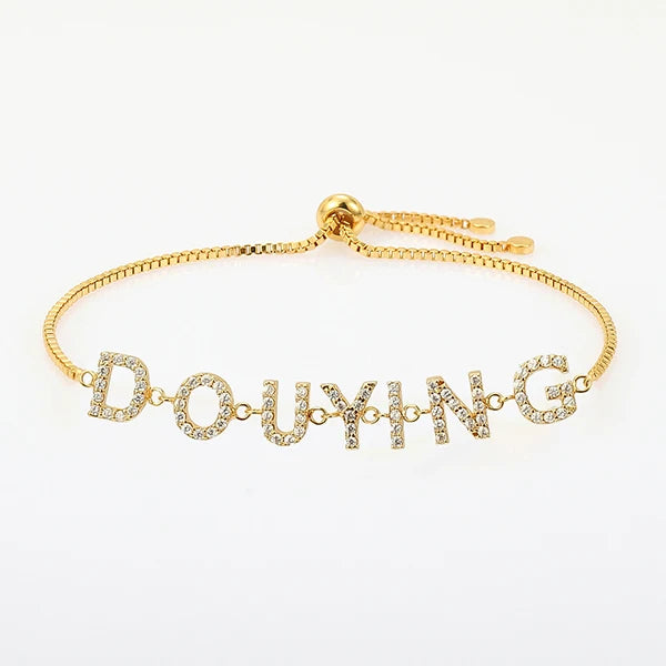 Lateefah Zircon Name Bracelet Women Copper Charm Bracelet