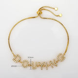 Lateefah Zircon Name Bracelet Women Copper Charm Bracelet