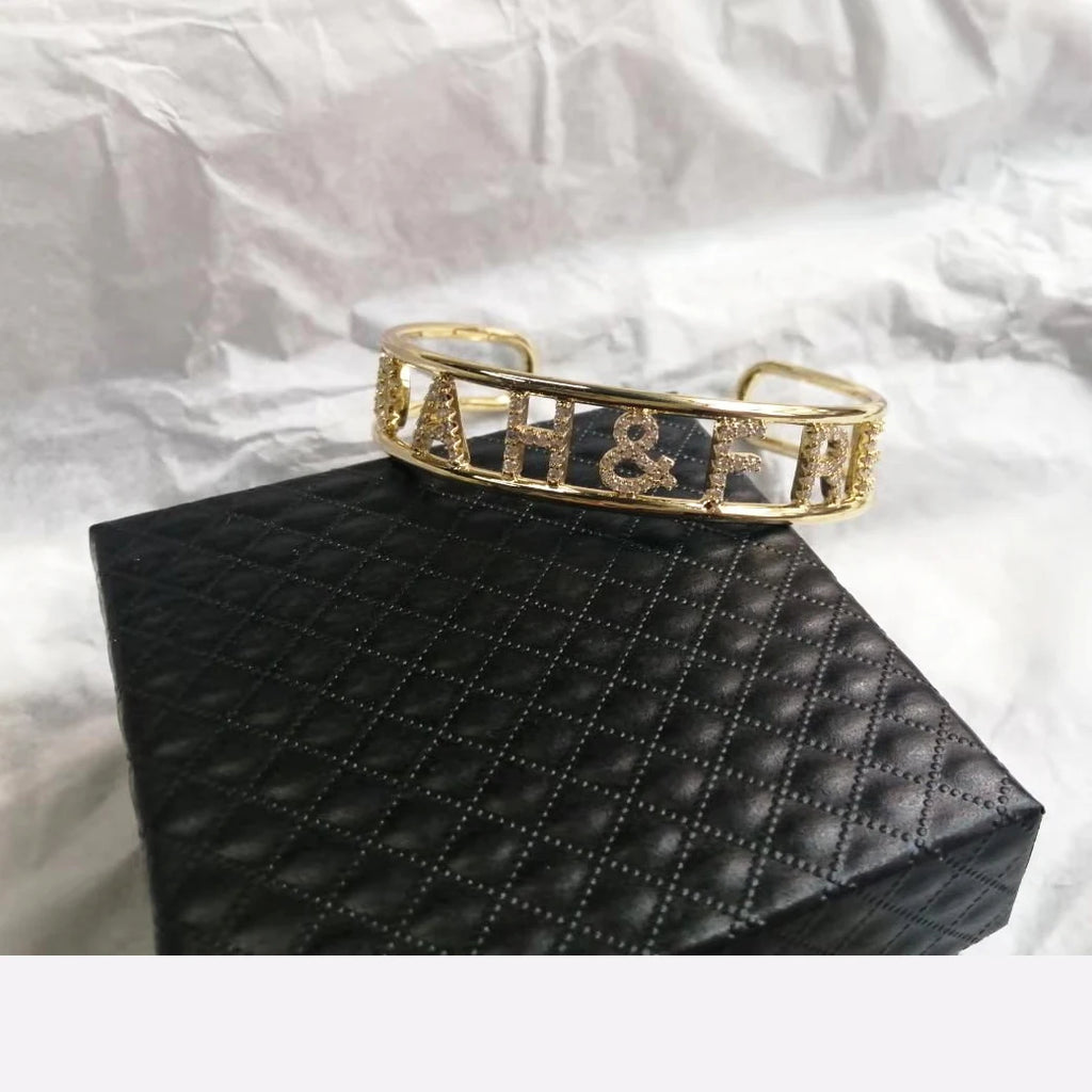 Personalized Name Man Bangle with Zicorn Letter Bracelet